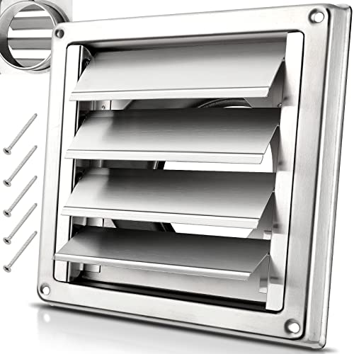 Hydencamm 4 Upgrade Metal Dryer Vent Cover for House Premium Stainless Steel Dryer Vent with 4 Screws Rubber Gasket Best Exterior Wall Vent Cover with Louvre for Dryer Vents Range Hood Vent AC Vent