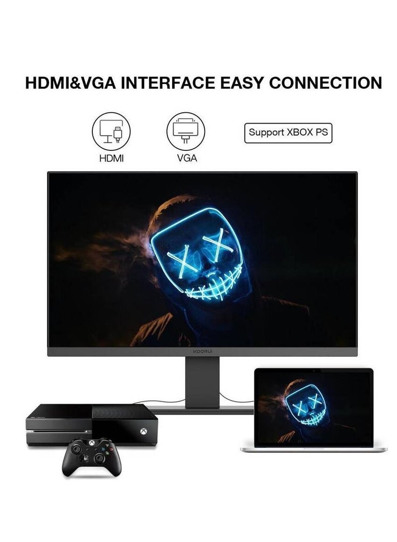 KOORUI KOORUI 22N1 22" FHD Business VA Monitor, Ultra Thin Bezel Display, 75Hz Refresh Rate, 5ms Response Time, 99% sRGB Color Gamut, Eye Care, Ergonomic Tilt, VESA Mounting, HDMI VGA Ports, Black  - Image 4