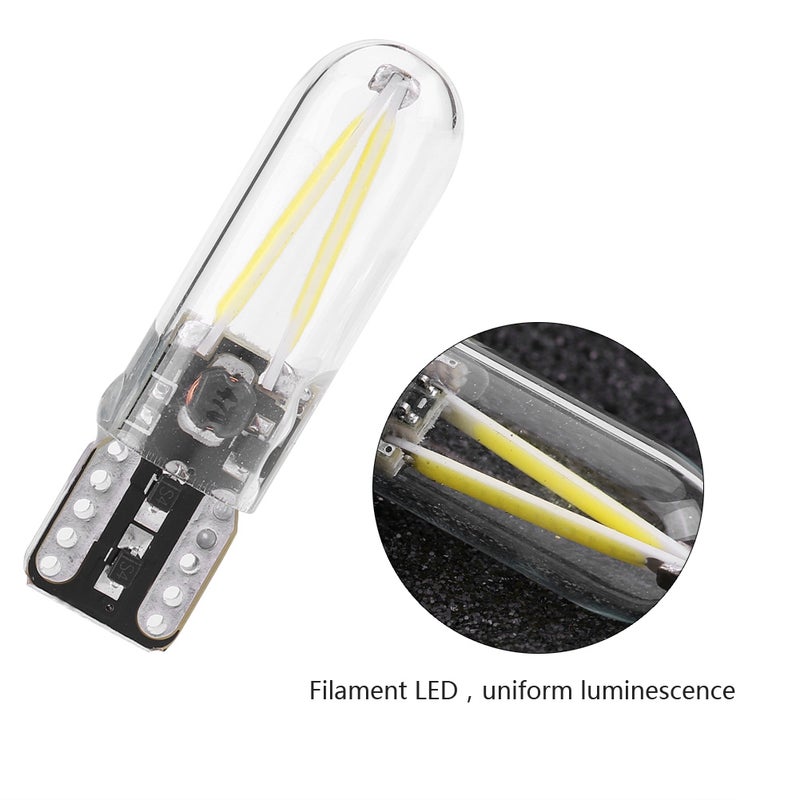 Pair of 8-28V W5W T10 Glass COB Filament LED Car Reading DRL Turn Signal LED Bulb White Light - Image 4