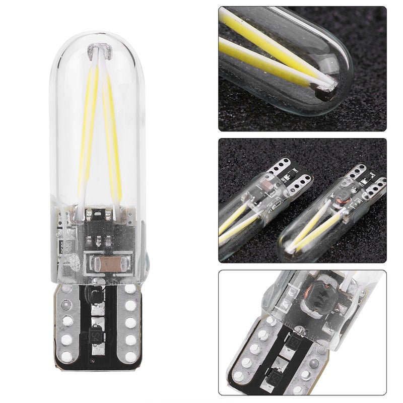 Pair of 8-28V W5W T10 Glass COB Filament LED Car Reading DRL Turn Signal LED Bulb White Light - Image 3