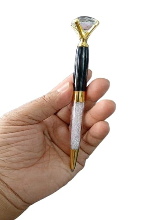 IMPRINT Crystal Ball Pen with Diamond Head Top, Black and Gold, Crystal-Filled Transparent Body | Blue Ink - Image 5