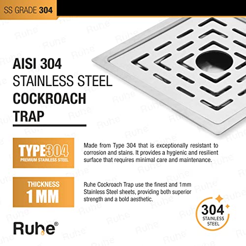 Ruhe® Sapphire Square Floor Drainer | 304-Grade Stainless Steel Floor Drain- Sapphire Square Flat Cut with Hole (5x5 inches) (Pack of 2) - Image 4