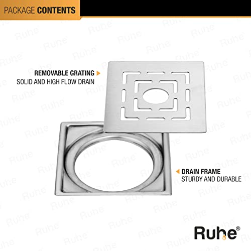 Ruhe® Sapphire Square Floor Drainer | 304-Grade Stainless Steel Floor Drain- Sapphire Square Flat Cut with Hole (5x5 inches) (Pack of 2) - Image 5