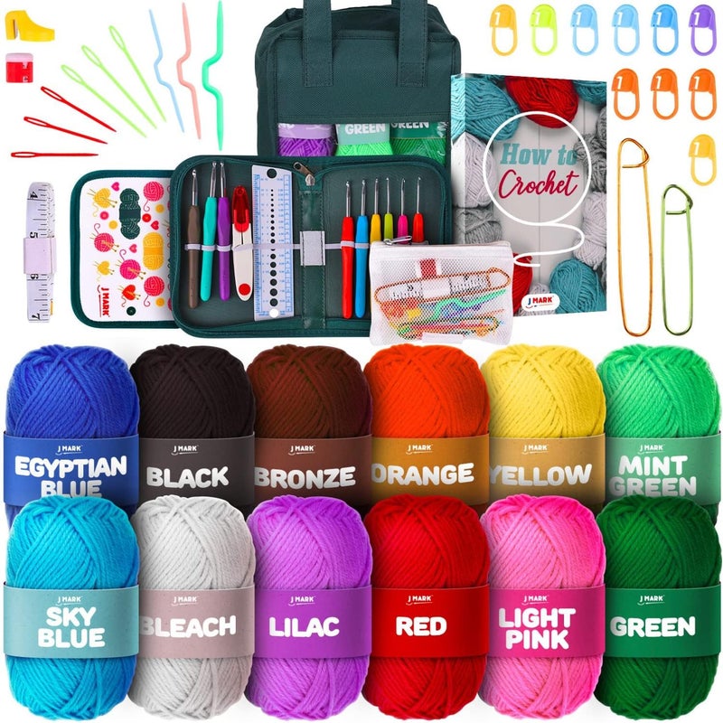 J MARK Acrylic Crochet Kit for Beginners – Premium Crochet Starter Kit for Adults Bundle - Image 1
