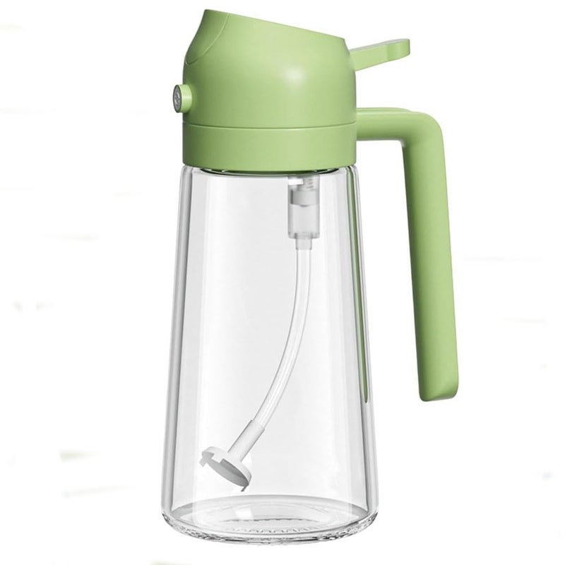 Baskety Oil Spray Bottle 2 in 1 Oil Dispenser and Vinegar Sprayer Auto Flip Glass Cooking Oil Preparation Dispensers for Kitchen Cooking Air Fryer Salad Baking BBQ (Green 450ml) - Image 1