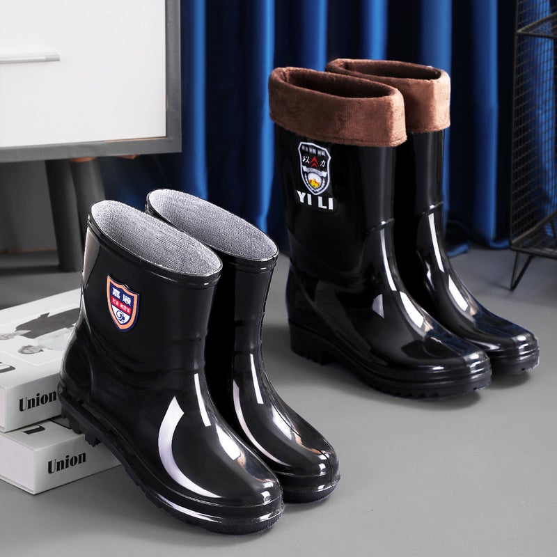 [Multiple Heights Available] Men'S Black High-Top Rain Boots, Four-Season Non-Slip, Waterproof And Wear-Resistant, Medium And Short-Top Waterproof Rain Boots - Image 4