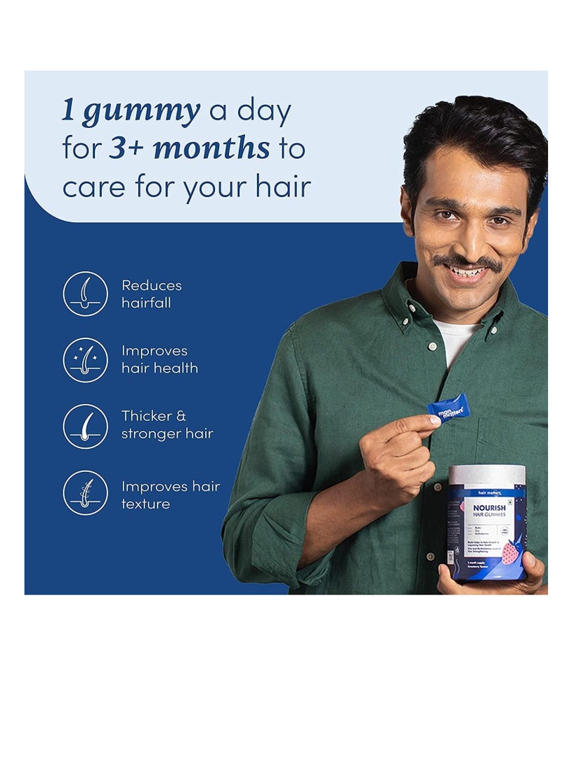 Man Matters - Man Matters Biotin Hair Gummies for Men Strawberry Flavoured  Vitamin A Vitamin C  Vitamin E and Zinc Helps Reduce Hair Fall and Strengthen Nails 100% Vegetarian 60 Gummies - Image 1