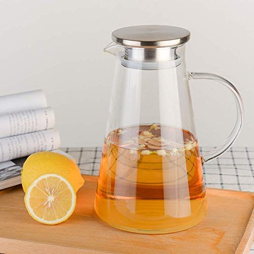 AARKRI SALES 1800ml Glass Water Jug with Lid Glass Pitcher Hot Water Jug Milk Carafe Glass Water Jug for Dining Table 1.8 L - Image 2