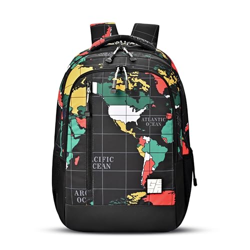 Gear Grid 5 Compartment Backpack 17"/30L Medium Water Resistant School Bag/Casual Backpack/Daypack/Kids Bag for Boys/Girls (Black-Black) - Image 1