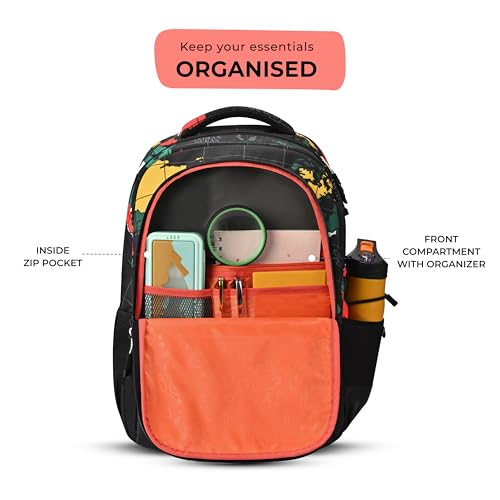 Gear Grid 5 Compartment Backpack 17"/30L Medium Water Resistant School Bag/Casual Backpack/Daypack/Kids Bag for Boys/Girls (Black-Black) - Image 5