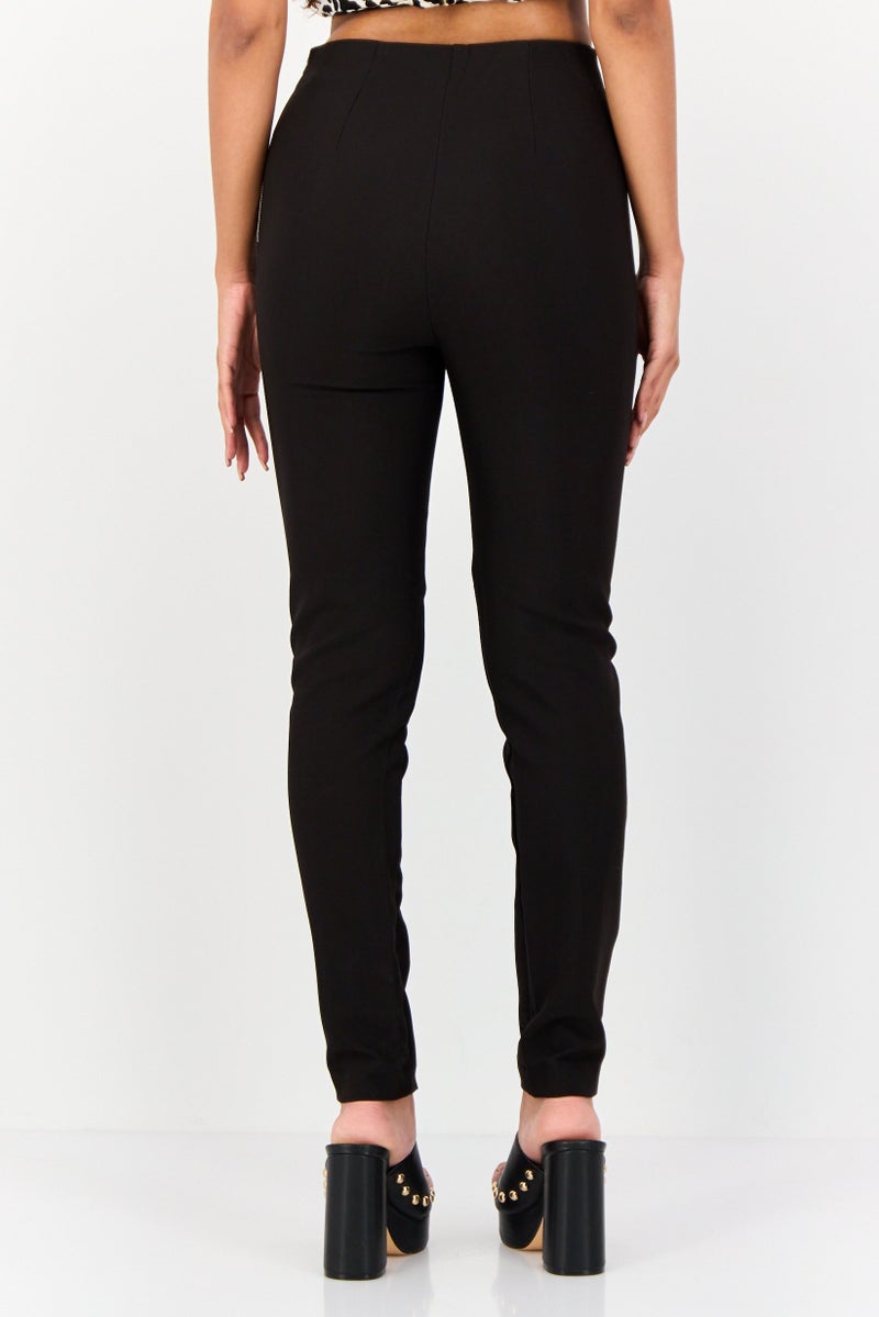 KOTON Women Slim Fit Solid Skinny Pants, Black - Image 3