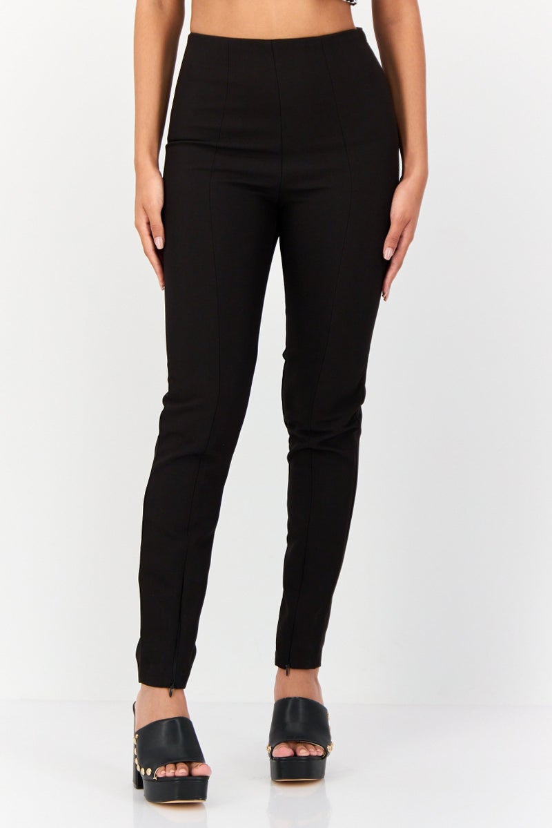 KOTON Women Slim Fit Solid Skinny Pants, Black - Image 1