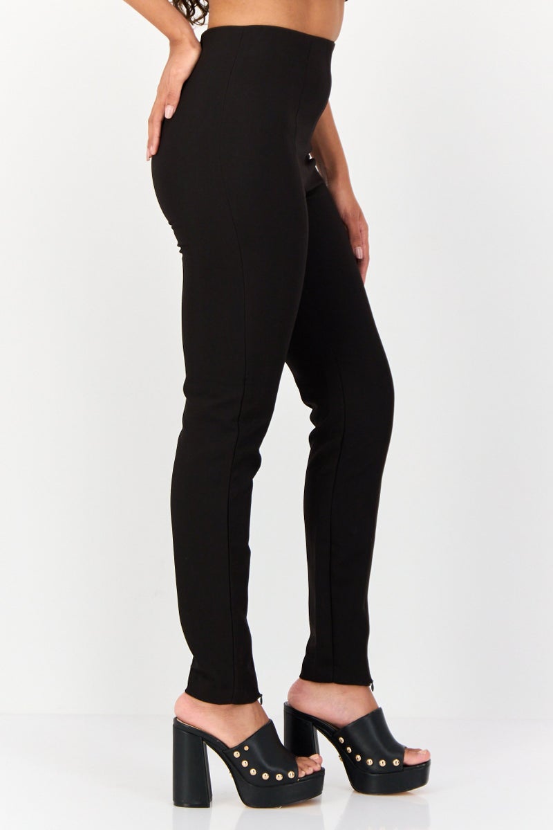 KOTON Women Slim Fit Solid Skinny Pants, Black - Image 4