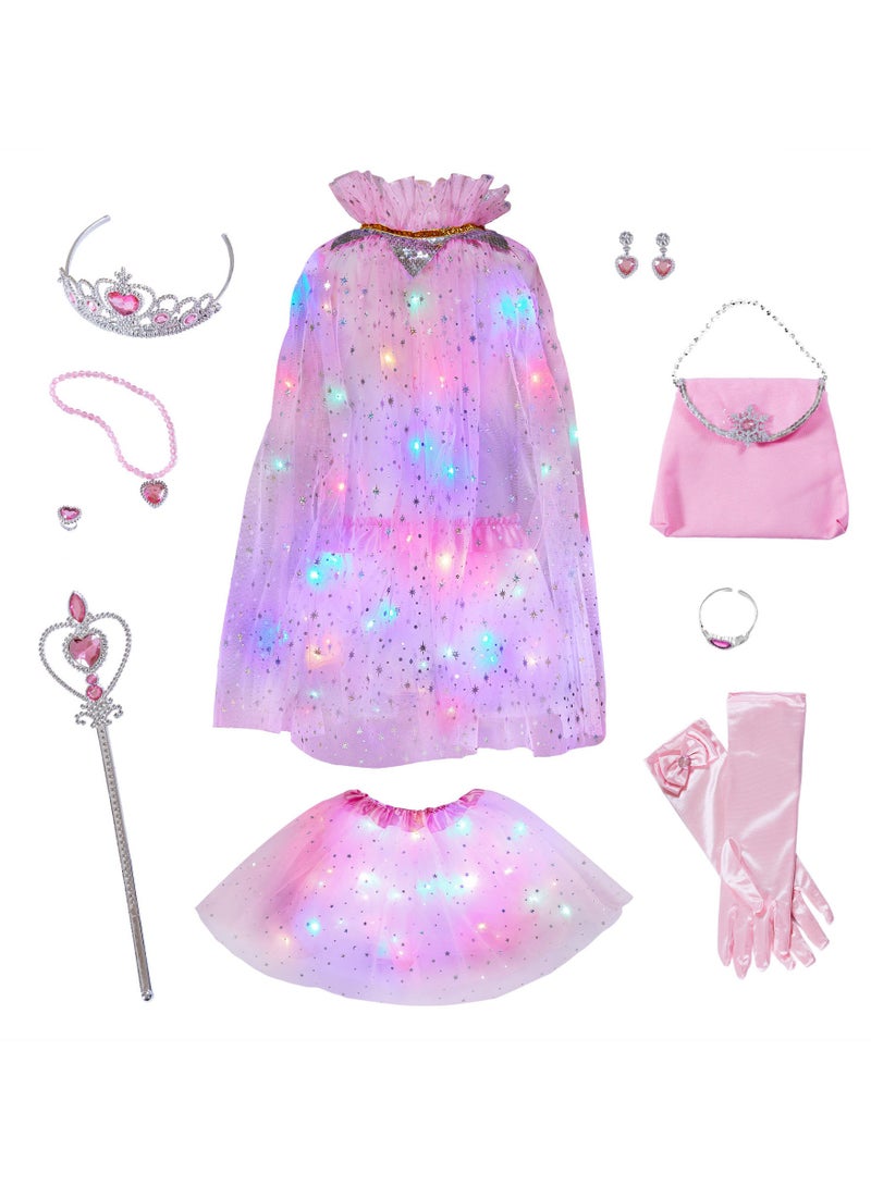 Pink-Set of 10pcs Princess Lighted up  Pink Costume Cosplay Party Dress up for Girl - Image 1