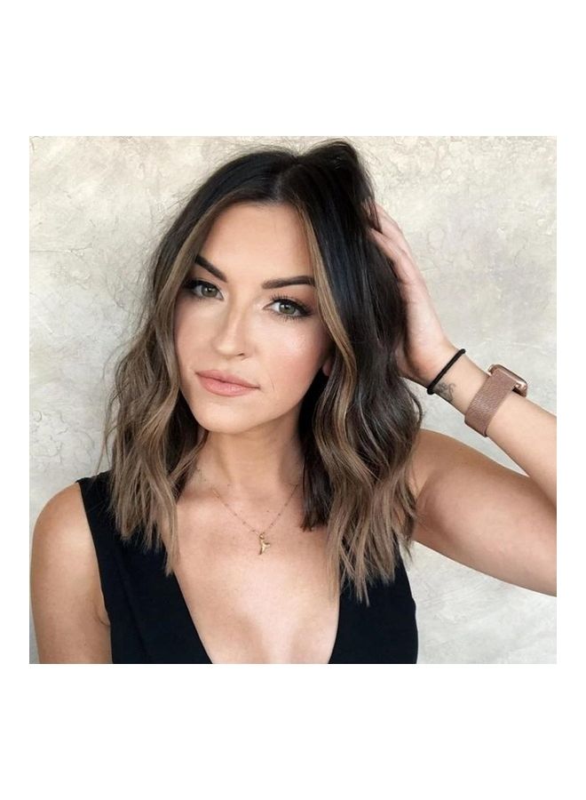 BGM Women Mid-point Mid-length Wig Chemical Fiber Headgear Black/Brown 36cm - Image 2