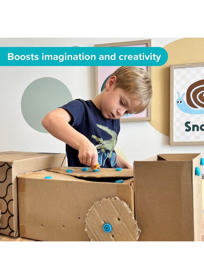 Explore Upcycled Cardboard Construction Toolkit In Small Toolbox (50 Pieces) Stem + Steam Educational Toys For At Home Play + Classroom Learning Reusable Tools For Boys And Girls Age 5+