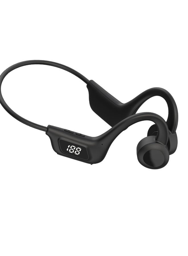 Neutral Bone conduction black technology on-ear plug-in card digital display long life bluetooth headset Mystery Black 