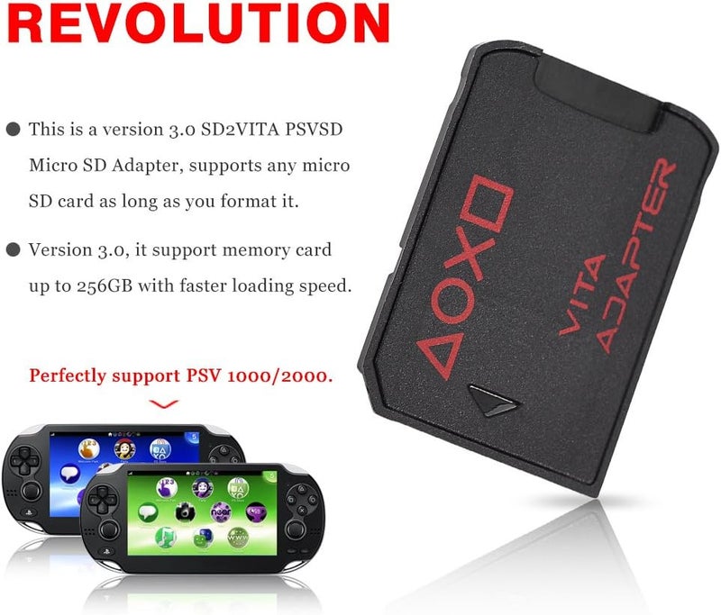 كلاراكو محول بطاقة ذاكرة SD2Vita الإصدار 3.0، محول عالي السرعة من بطاقة ألعاب إلى بطاقة، متوافق مع PS Vita 1000/2000، محول بطاقة ذاكرة PS Vita، يدعم حتى 256 جيجابايت - Image 2