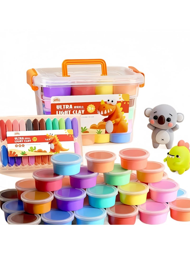 36 Boxes Colors Plasticine with Storage Box, including 3 Sculpting Tools, 10 hollow molds and 8 animal molds, Air Dry Clay, Modeling Clay Kit, DIY Plasticine for Children's Education（1.2KG） - Image 1