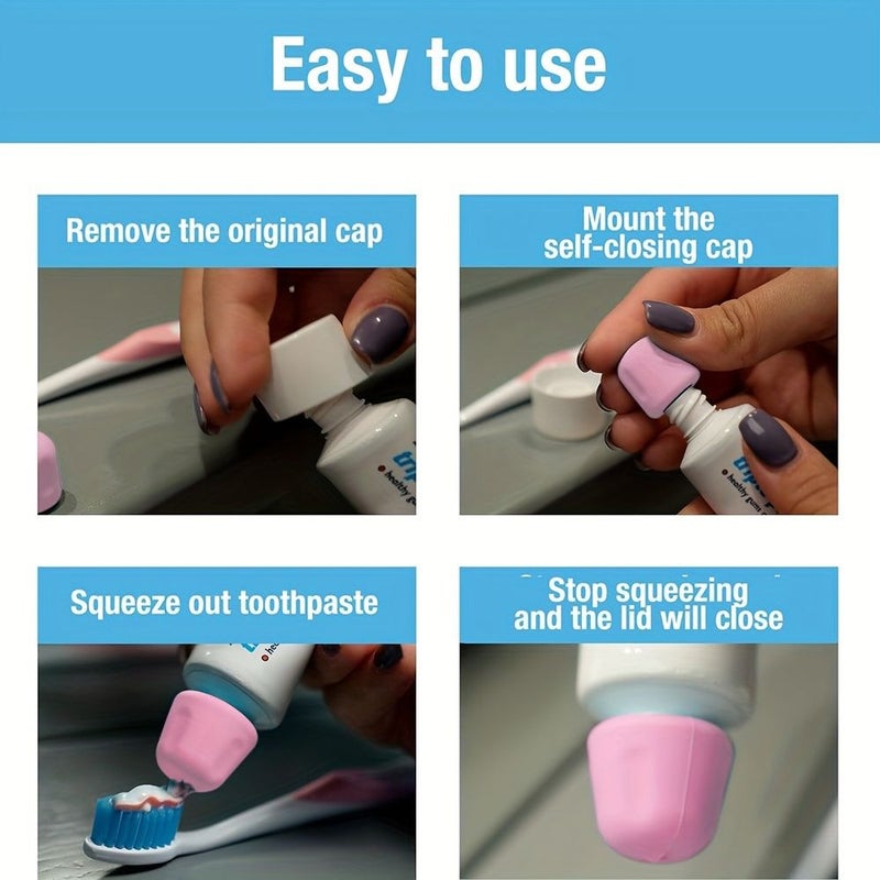 6 Green Self Sealing Caps for Toothpaste Prevent Mess and Waste Set - Image 4