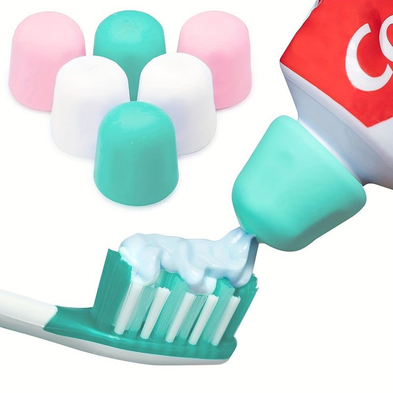 6 Green Self Sealing Caps for Toothpaste Prevent Mess and Waste Set - Image 1