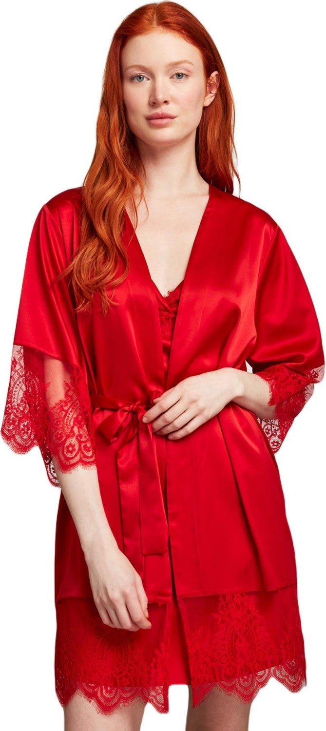 Penye Mood Satin Lace Robe  - Image 1