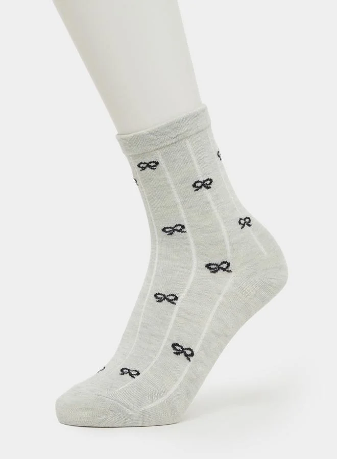 Styli Pack of 5 - Women Crew Socks with Bow Detail
