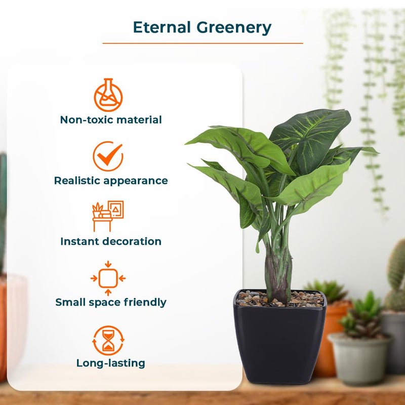 Kuber Industries Artificial Plants for Home Décor|Natural Looking Indoor Fake Plants with Pot|Artificial Flowers for Decoration (Green) - Image 5