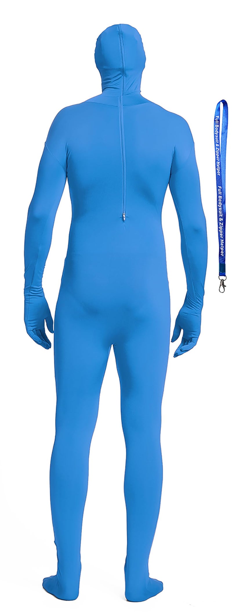 Full Bodysuit With Zipper Helper Spandex Unisex Unitard Tights Suit Zentai Cosplay Costume (Small, Light Blue) - Image 2