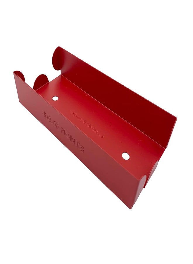 Huron Aluminium Penny Coin Tray for Rolled Coins, Red (1/12/96 pcs) (1)