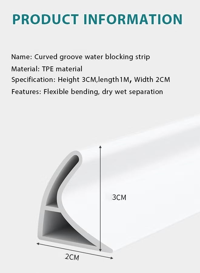 Water Blocking Strip Silicone Shower Water Barrier Strip Self-Adhesive Adjustable Dry Wet Separation Water Barrier Strip Water Shower Barrier Water Dam Silicone Bathroom Water Stopper Strip Flexible Water Retaining Strip Wet And Dry Separation Seal  for Bathroom Kitchen Countertop Sink  Easy Peel-and-Stick Installation 1M - Image 2