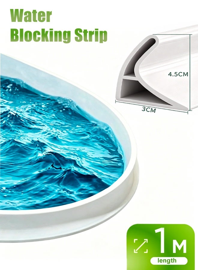 Water Blocking Strip Silicone Shower Water Barrier Strip Self-Adhesive Adjustable Dry Wet Separation Water Barrier Strip Water Shower Barrier Water Dam Silicone Bathroom Water Stopper Strip Flexible Water Retaining Strip Wet And Dry Separation Seal  for Bathroom Kitchen Countertop Sink  Easy Peel-and-Stick Installation 1M - Image 1
