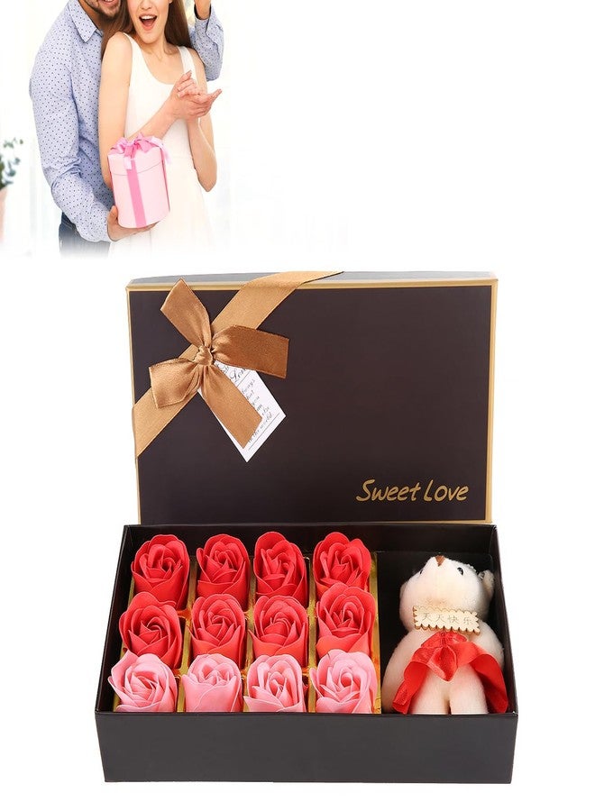 Uxsiya Soap Rose 12 piece Soap Flower for Thanksgiving (Red Gradient - Image 1