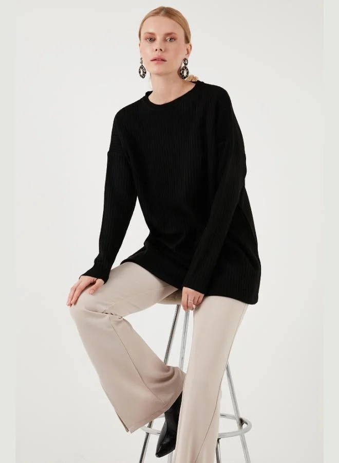 ليلا ليلى تريكو سويتر نسائي بياقة مستديرة