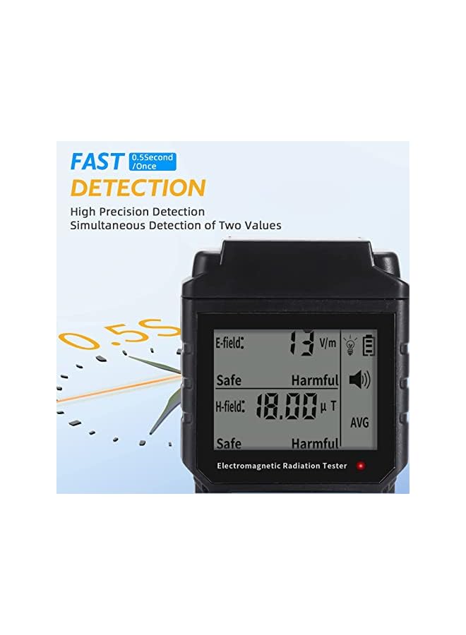 PROMASS promass  Meter, Portable Digital Radiation Detector, Handheld  Detector for Home/Outdoor, Electric/Magnetic Field/Ghost Detector - LED Light & Sound Alarm Black (1-1999V/m, 0.01-99.99μT)  - Image 3