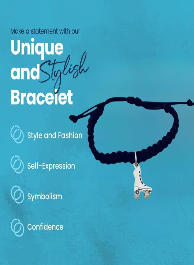 Sportybella Roller Skating Bracelet - Black Paracord with Roller Skate Charm - Adjustable Jewelry Gift for Skaters, Girls, and Roller Derby Fans - Image 4