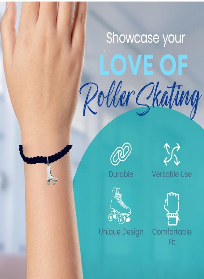 Sportybella Roller Skating Bracelet - Black Paracord with Roller Skate Charm - Adjustable Jewelry Gift for Skaters, Girls, and Roller Derby Fans - Image 2