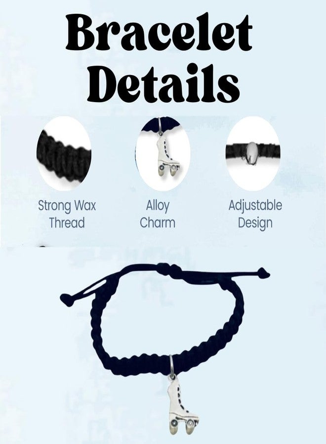 Sportybella Roller Skating Bracelet - Black Paracord with Roller Skate Charm - Adjustable Jewelry Gift for Skaters, Girls, and Roller Derby Fans - Image 3