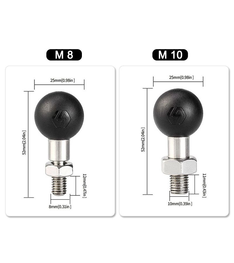 M8 Hole Screw Fixing Rearview Mirror Ball Head Bracket For Motorcycle Phone Holder - Image 4
