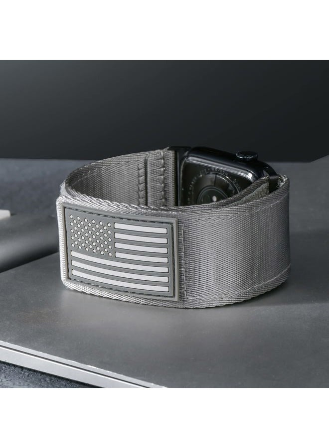 Tefeca Fortitude Series USA Flag Ultrawide Band Compatible with Apple Watch Ultra 2/Ultra 49mm, Series 10 46mm, Series 9/8/7 45mm, SE2/SE/6/5/4 44mm(Gray and Black, M/L for 49mm/46mm/45mm/44mm) - Image 5
