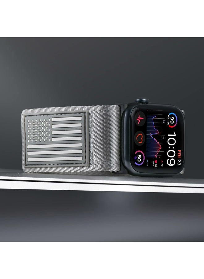 Tefeca Fortitude Series USA Flag Ultrawide Band Compatible with Apple Watch Ultra 2/Ultra 49mm, Series 10 46mm, Series 9/8/7 45mm, SE2/SE/6/5/4 44mm(Gray and Black, M/L for 49mm/46mm/45mm/44mm) - Image 4