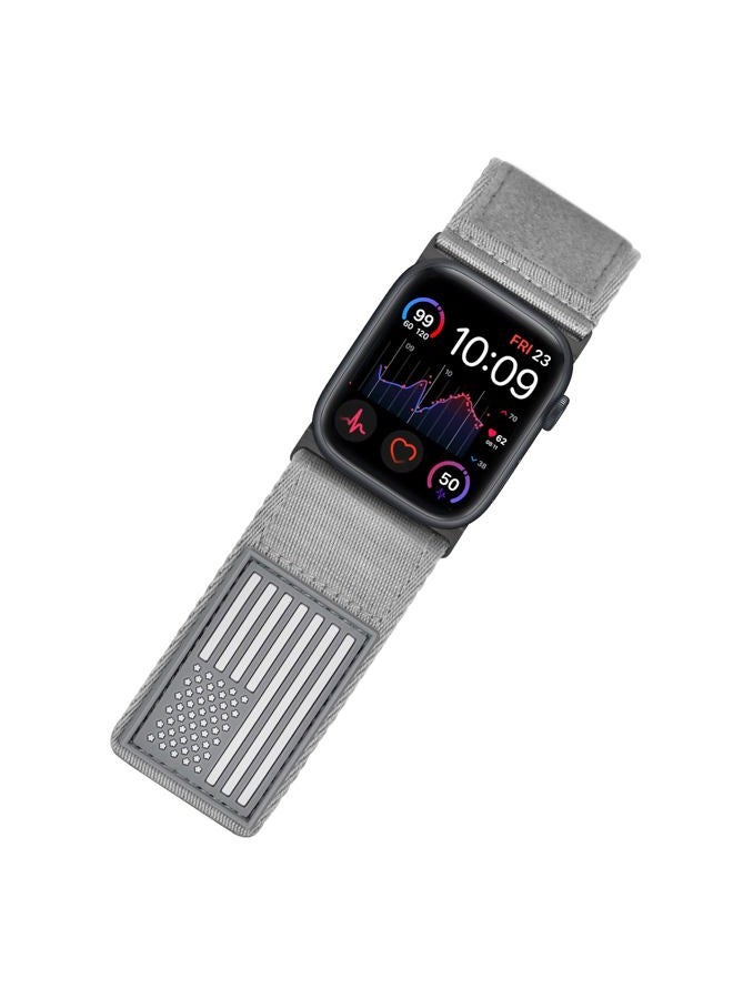 Tefeca Fortitude Series USA Flag Ultrawide Band Compatible with Apple Watch Ultra 2/Ultra 49mm, Series 10 46mm, Series 9/8/7 45mm, SE2/SE/6/5/4 44mm(Gray and Black, M/L for 49mm/46mm/45mm/44mm) - Image 1