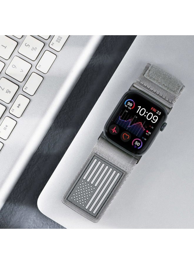 Tefeca Fortitude Series USA Flag Ultrawide Band Compatible with Apple Watch Ultra 2/Ultra 49mm, Series 10 46mm, Series 9/8/7 45mm, SE2/SE/6/5/4 44mm(Gray and Black, M/L for 49mm/46mm/45mm/44mm) - Image 3