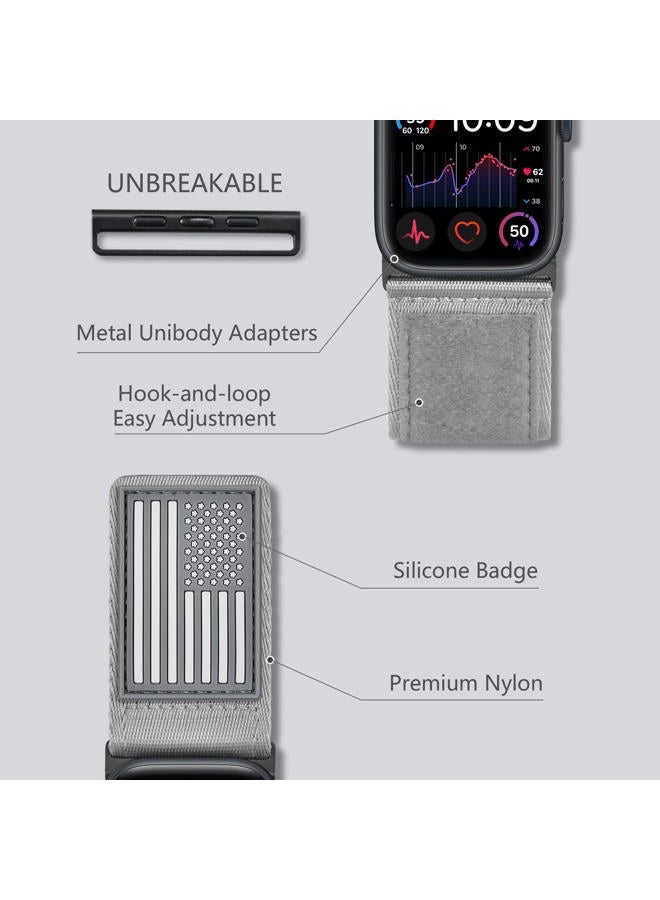 Tefeca Fortitude Series USA Flag Ultrawide Band Compatible with Apple Watch Ultra 2/Ultra 49mm, Series 10 46mm, Series 9/8/7 45mm, SE2/SE/6/5/4 44mm(Gray and Black, M/L for 49mm/46mm/45mm/44mm) - Image 2