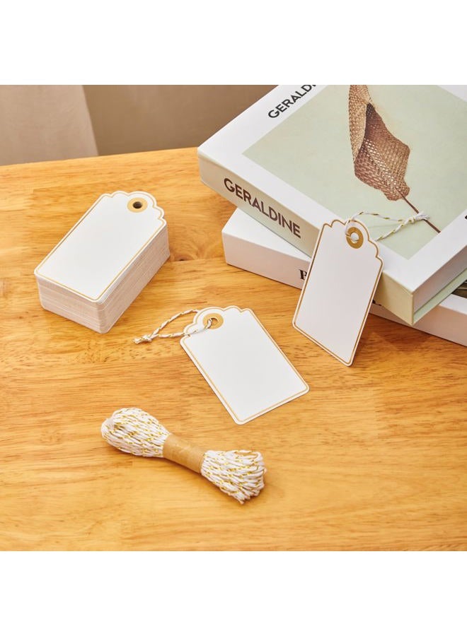SUNCOLOR 100 PCS 3.5 x 2 inches White Paper Gift Tags with String - Image 3
