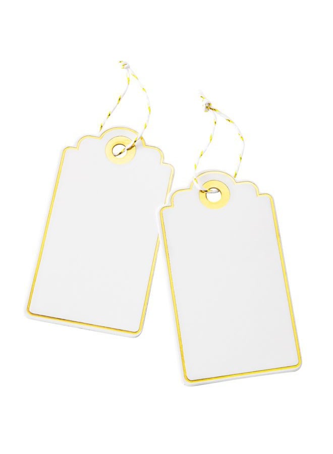 SUNCOLOR 100 PCS 3.5 x 2 inches White Paper Gift Tags with String - Image 1