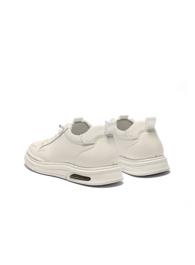 Belle Versatile White Sneakers For Men, Size 25 Thick Sole Slip-on Casual Skateboard Shoes, White With Hidden Heel A2009, Size 43 - Image 2