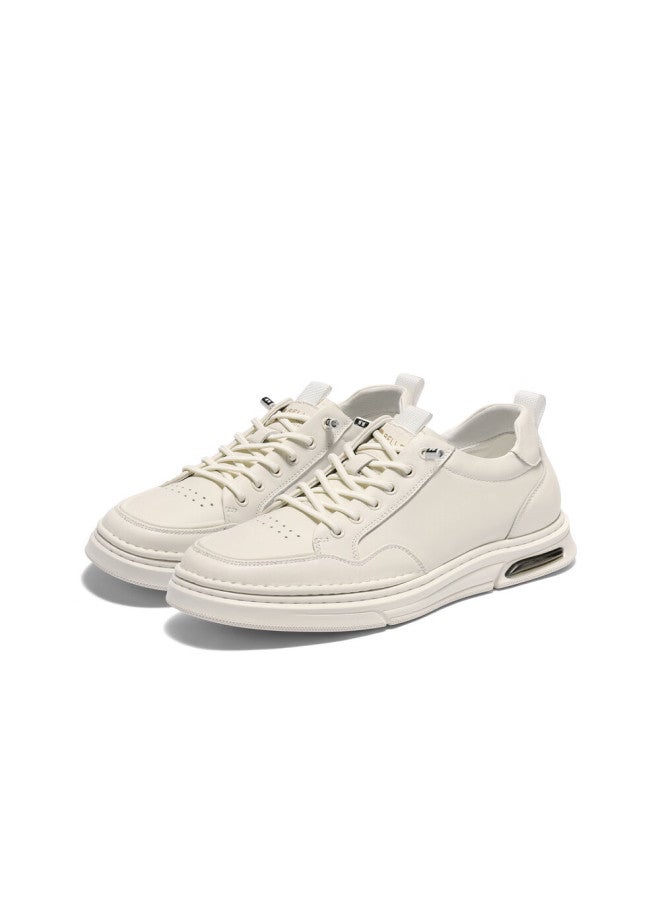 Belle Versatile White Sneakers For Men, Size 25 Thick Sole Slip-on Casual Skateboard Shoes, White With Hidden Heel A2009, Size 43 - Image 4