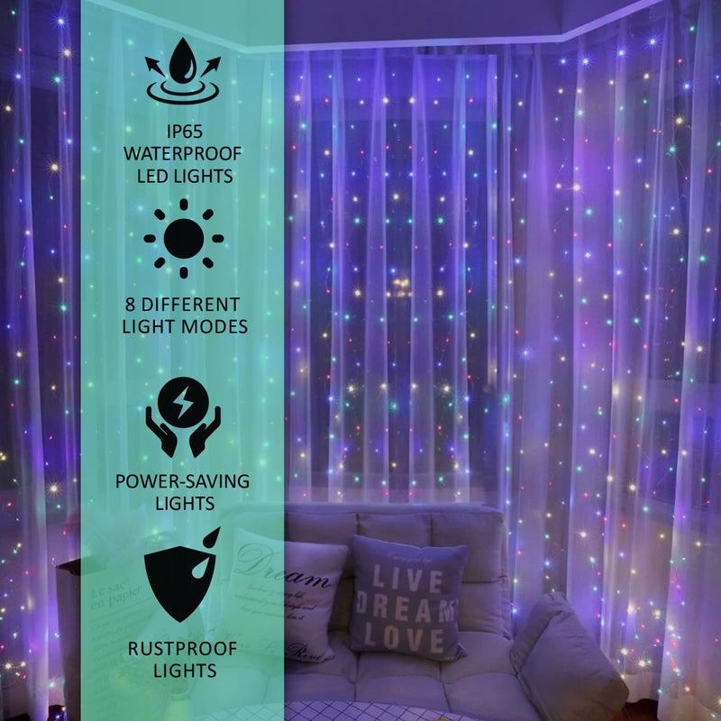 Lexton Lexton Decorative Fairy Curtain Lights 190 LED 98 Feet Long Plug Sourced Decorative Lights Suitable for Home Decor Outdoor Decorations Diwali Christmas Lawn Pack of 1 Multicolor  - Image 3