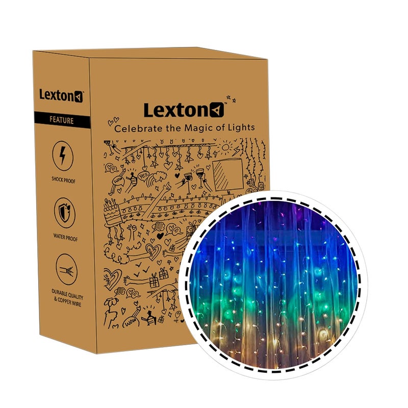 Lexton Lexton Decorative Fairy Curtain Lights 190 LED 98 Feet Long Plug Sourced Decorative Lights Suitable for Home Decor Outdoor Decorations Diwali Christmas Lawn Pack of 1 Multicolor  - Image 1